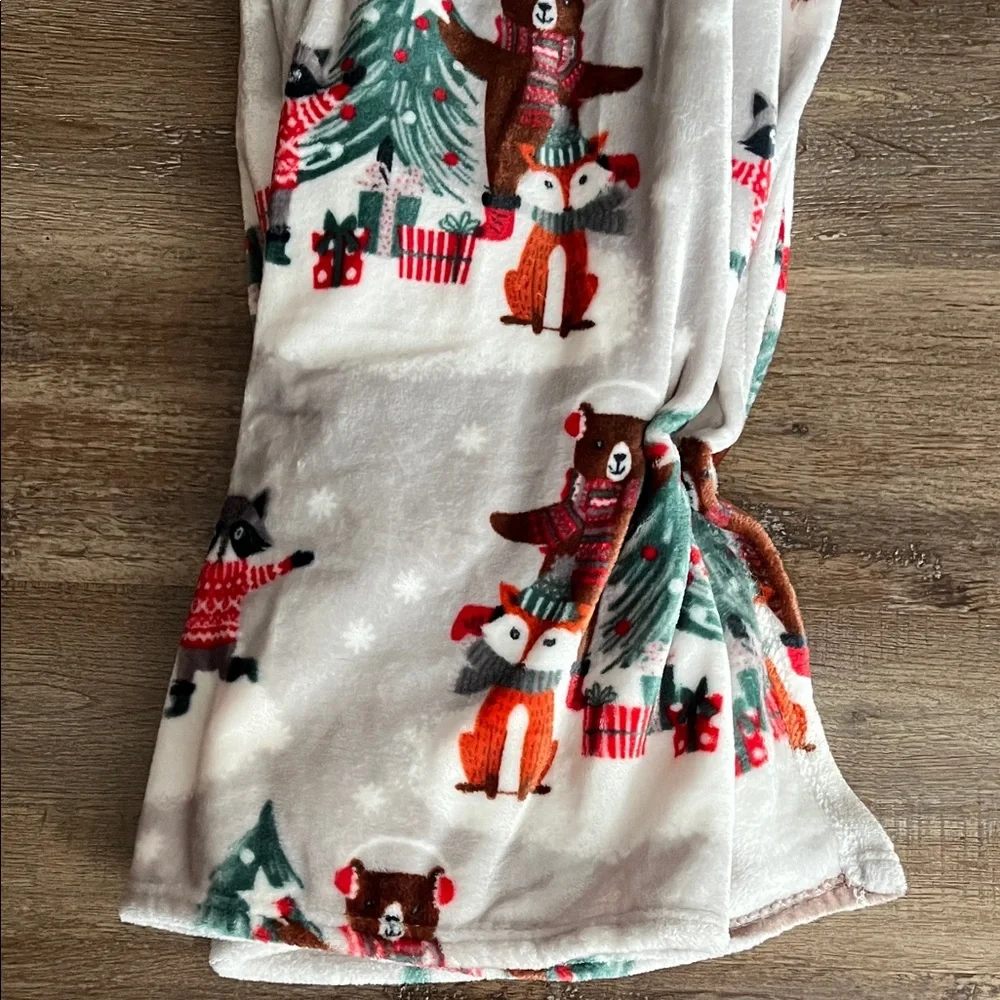 Joy to the World Holiday Plush Throw Blanket